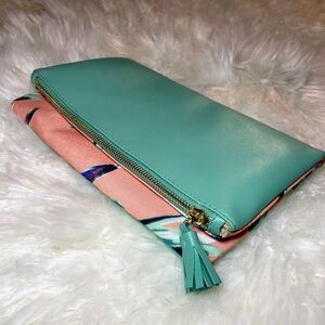 Rachel Pally | Reversible Teal Blue and Pink Clutch Bag